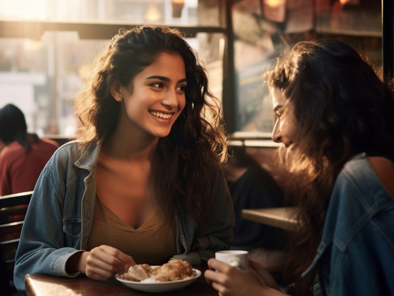Zwei Frauen bei einem Date in einem Café