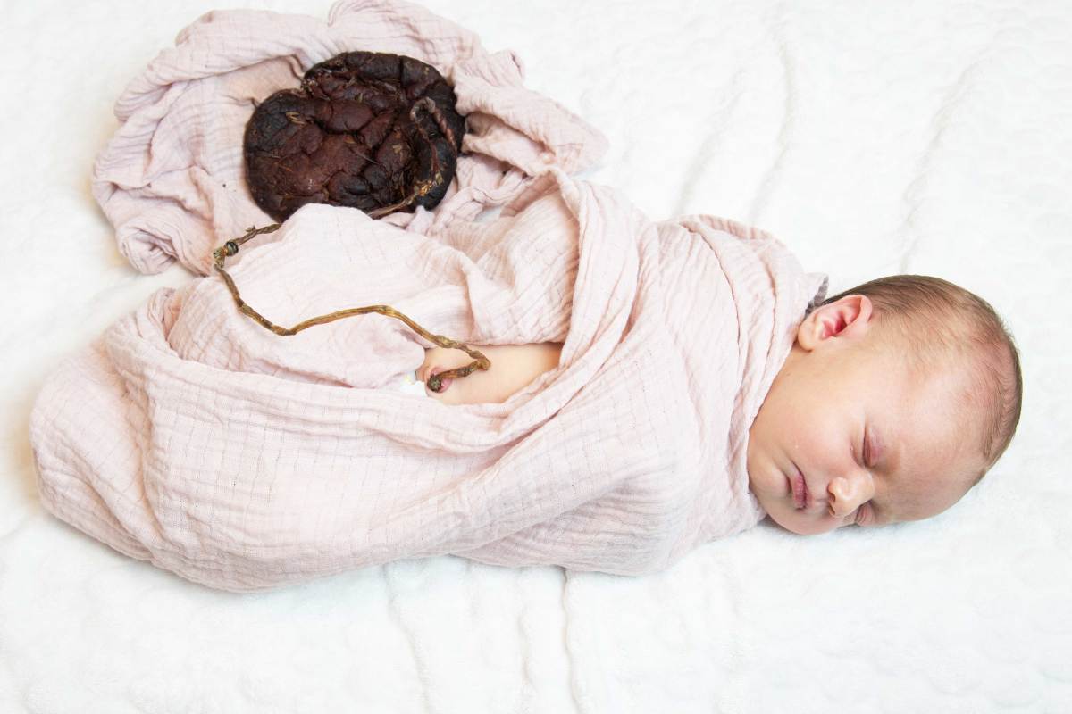 Bei der Lotusgeburt wird das Baby nicht von der Nabelschnur getrennt.