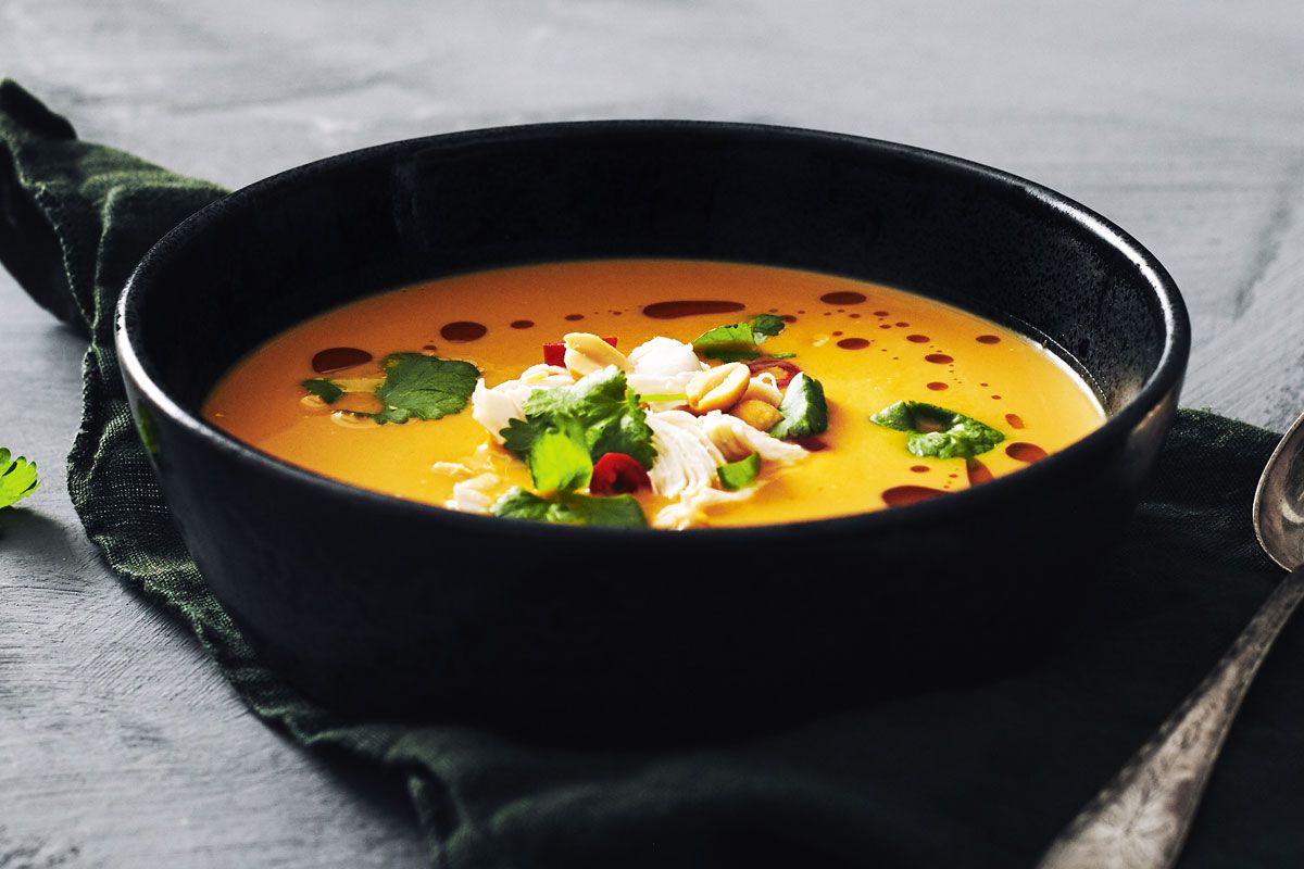 Rezept für Butternut-Kürbissuppe mit Asia-Kick Rezept für Butternut-Kürbissuppe mit Asia-Kick