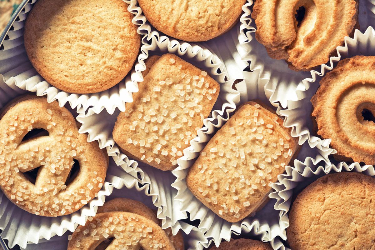 Eine Selektion aus dänischem Buttergebäck gibt's auch fertig in der Dose zu kaufen