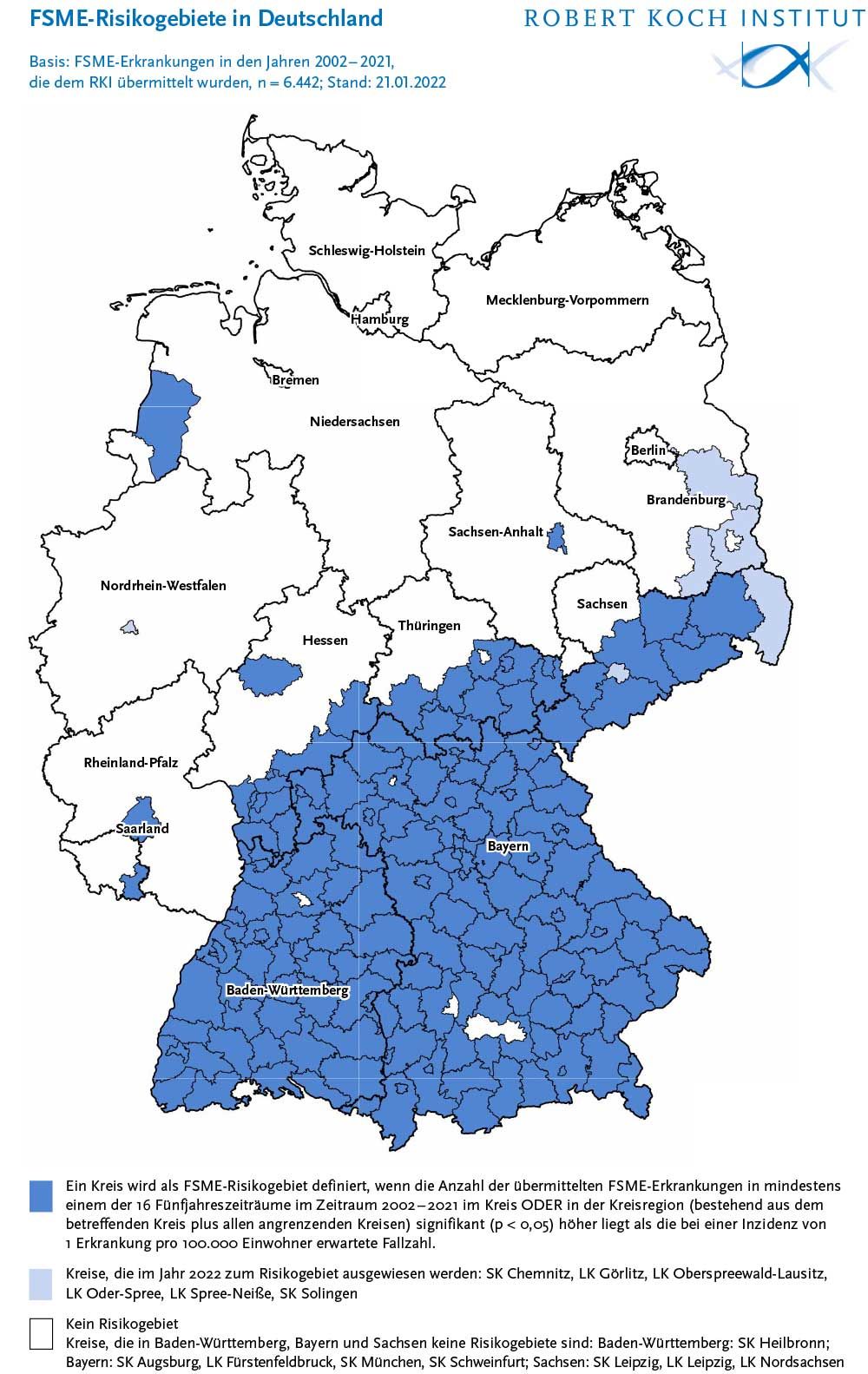 Karte der FSME-Risikogebiete Karte der FSME-Risikogebiete