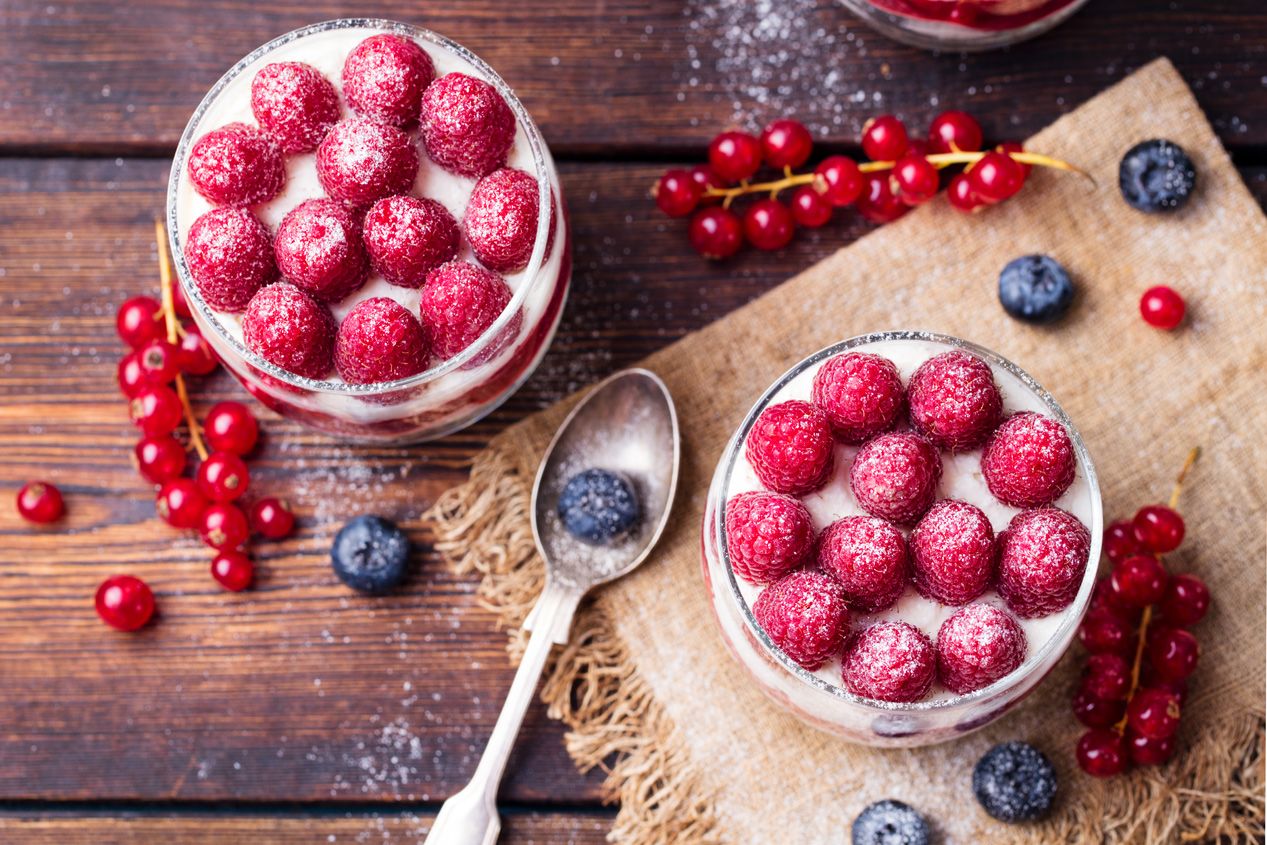 Low Carb Dessert: Cheescake Trifle mit Himbeeren