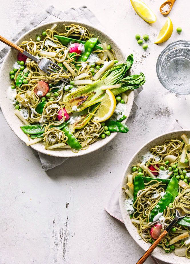 Edamame-Pasta Gericht mit Edamame-Pasta