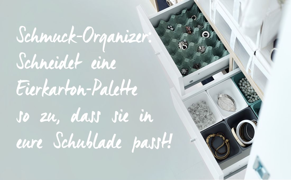 Ein Eierkarton eignet sich super als Schmuck-Organizer