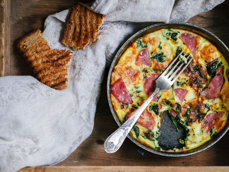 Frittata mit Spinat und Schinken