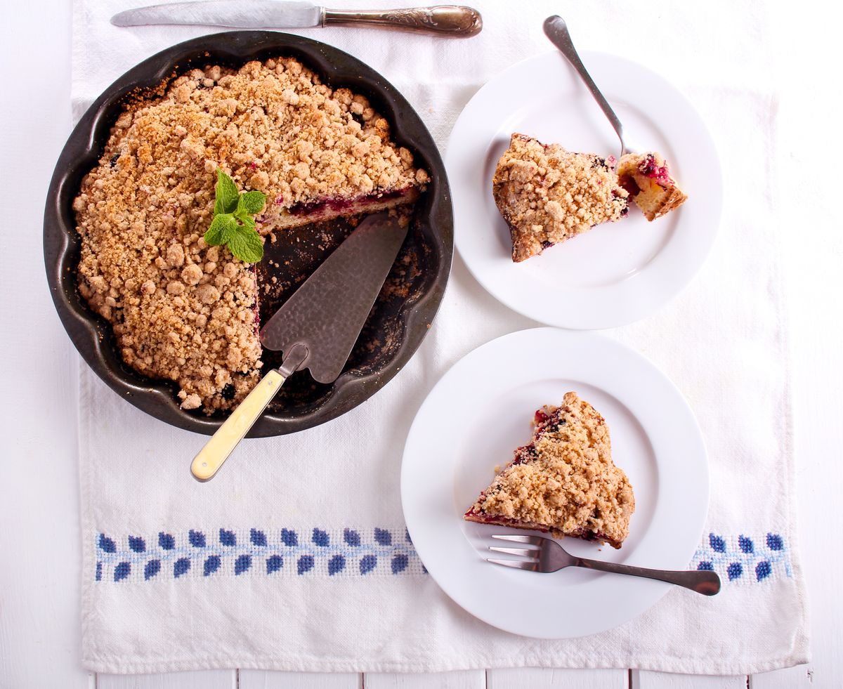 Kirsch-Vanillekuchen mit Streusel