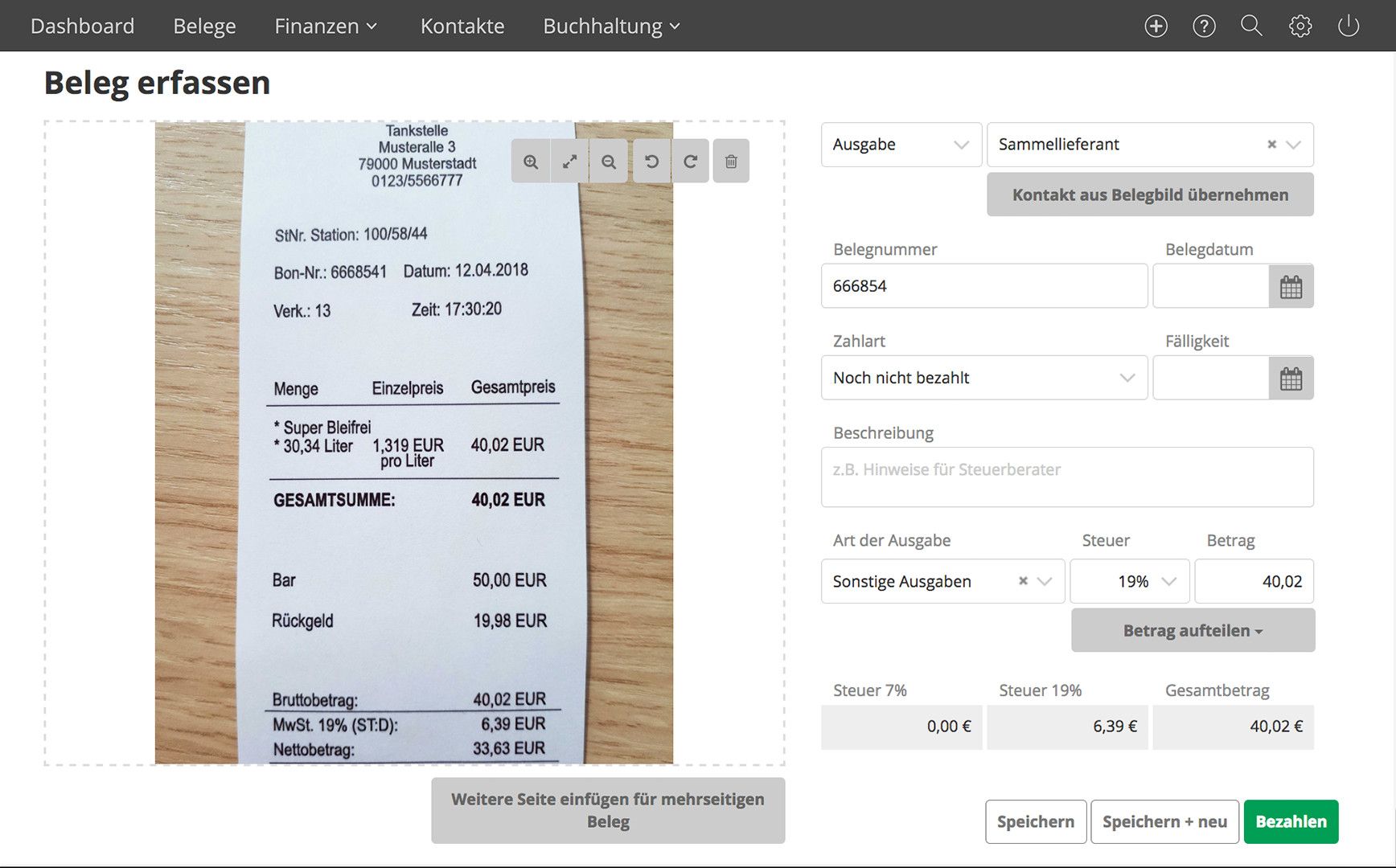 Mit der lexoffice App lassen sich Belege direkt einscannen und digitalisieren.