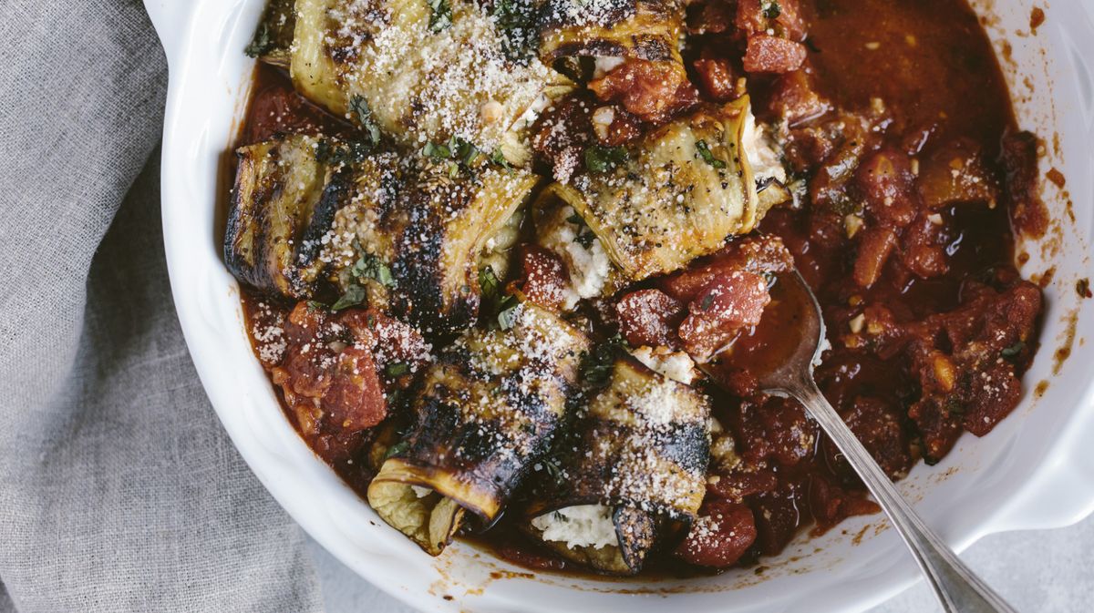 Rezept für Auberginen Involtini mit Hackfleischfüllung