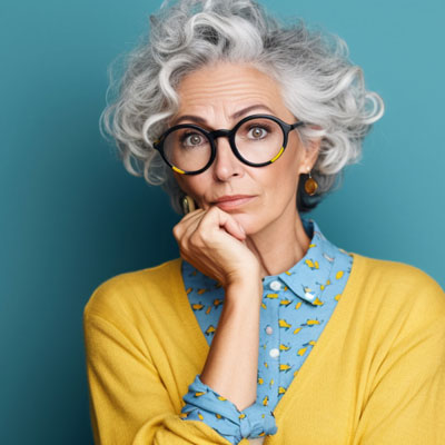 Frau mit grauen Haaren