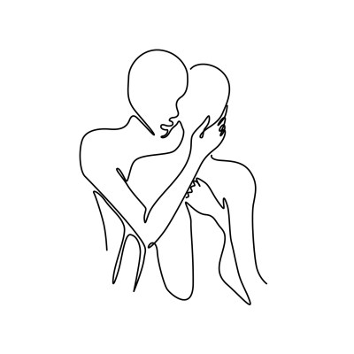 Zeichnung von zwei Menschen, die sich umarmen im Fineline-Style