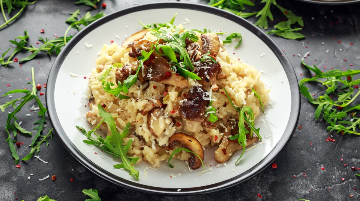 Risotto mit Rucola und Champignons