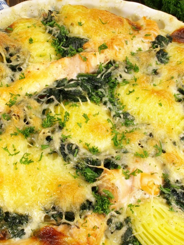 Lachs-Kartoffel-Auflauf mit Spinat: Leckeres Gratin