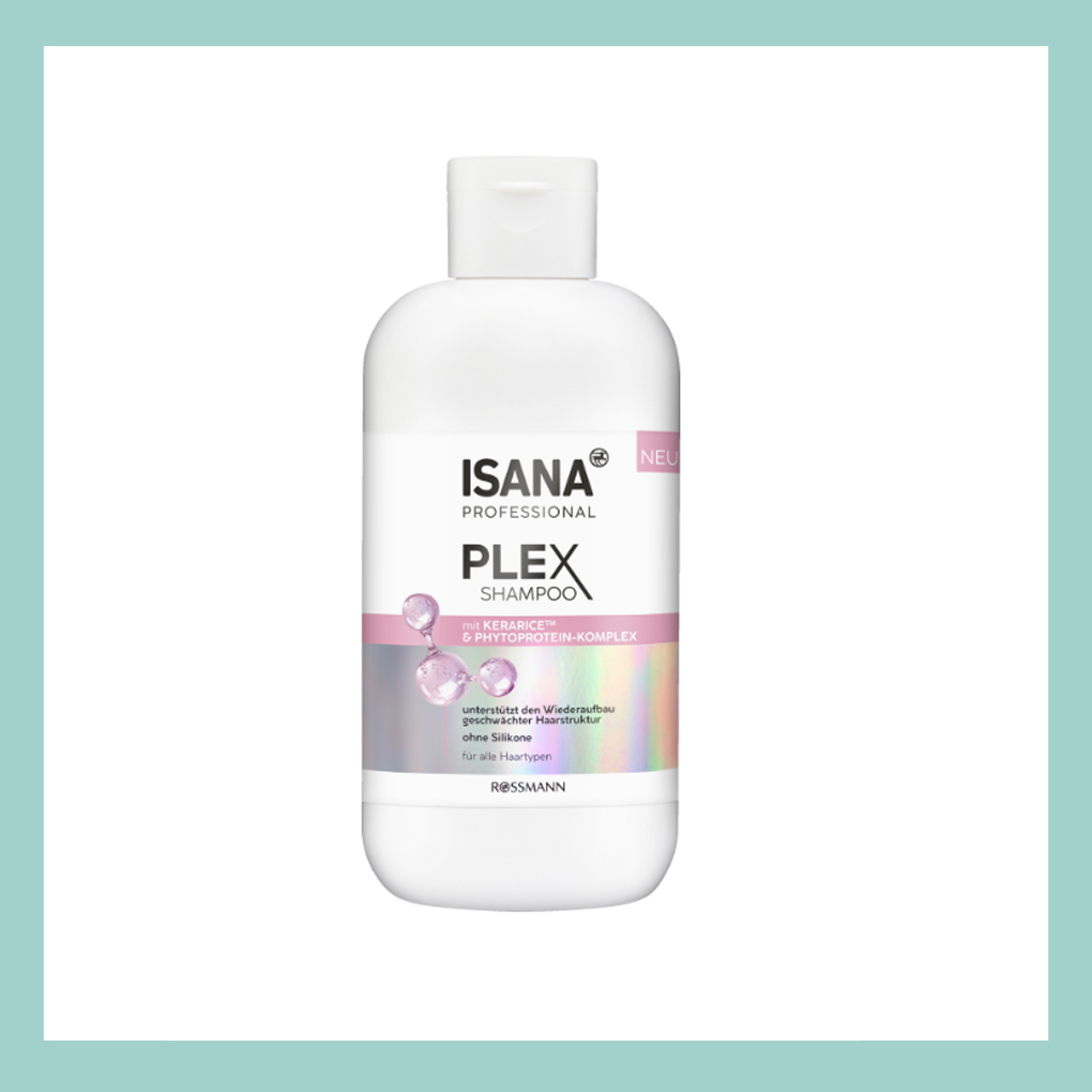Produktbild des Isana Plex Shampoos der Eigenmarke von Rossmann