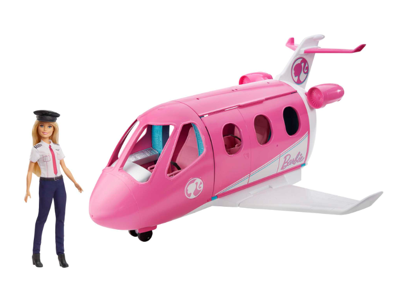 Barbie als Stewardess mit Flugzeug auf weißem Hintergrund von Matell