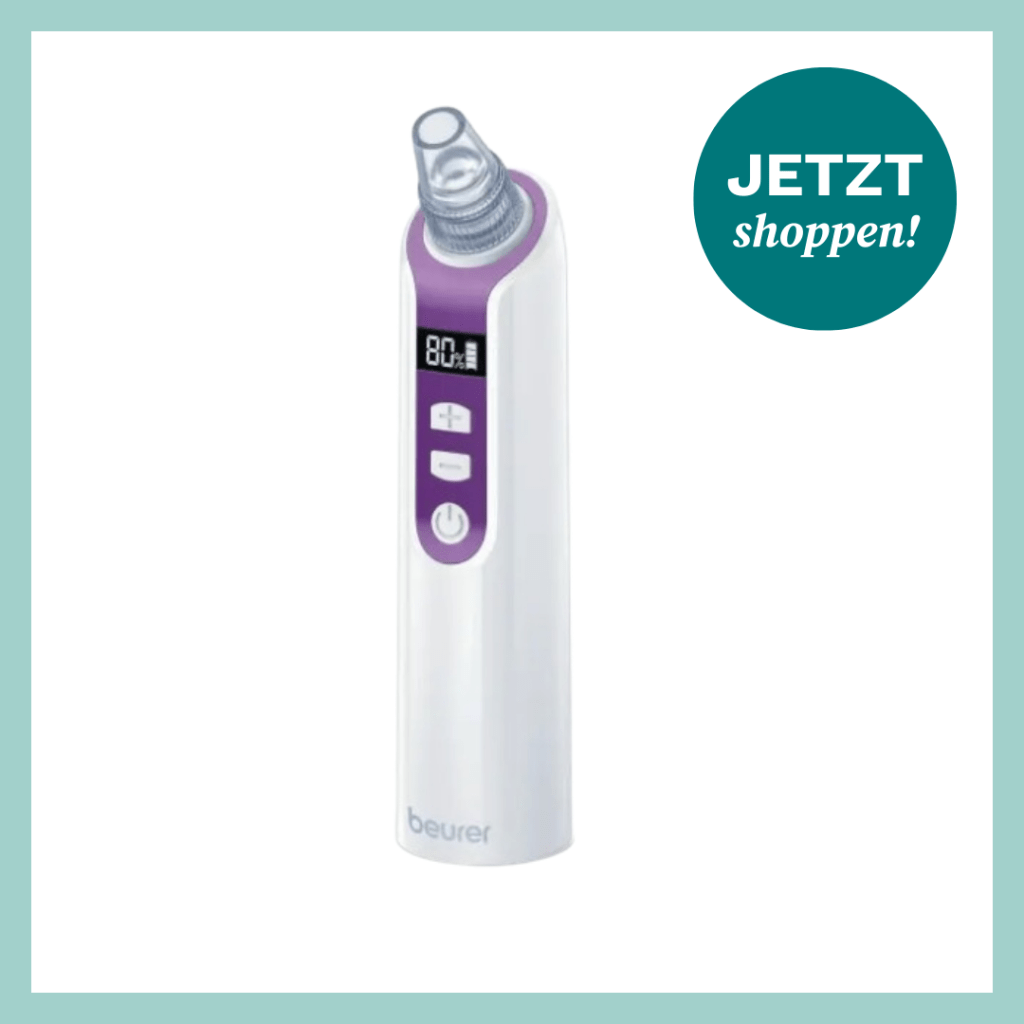 Gerät zum Reinigen der Poren mit kleinem Saugaufsatz.