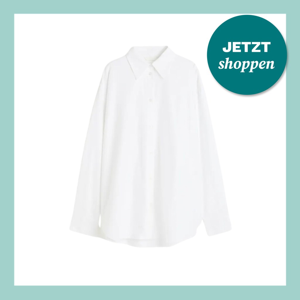 Klassische weiße Oxford-Bluse aus der H&M-Kollektion Winter 2023