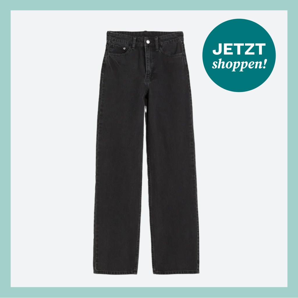 Schwarze Wide-Leg-Jeans aus der aktuellen H&M-Kollektion Winter 2024