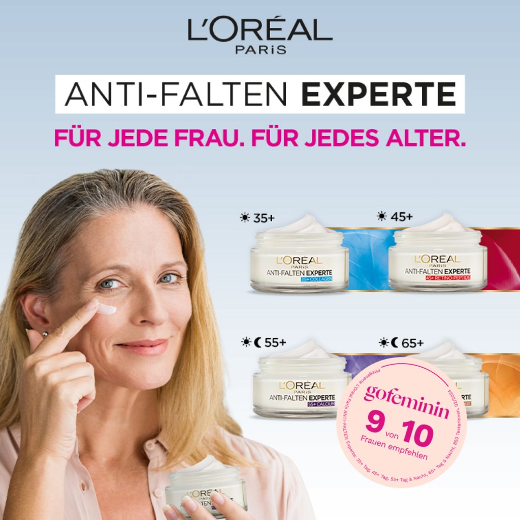 Produktbilder der neuen Pflegeserie von L'Oréal Paris mit gofeminin Testsiegel