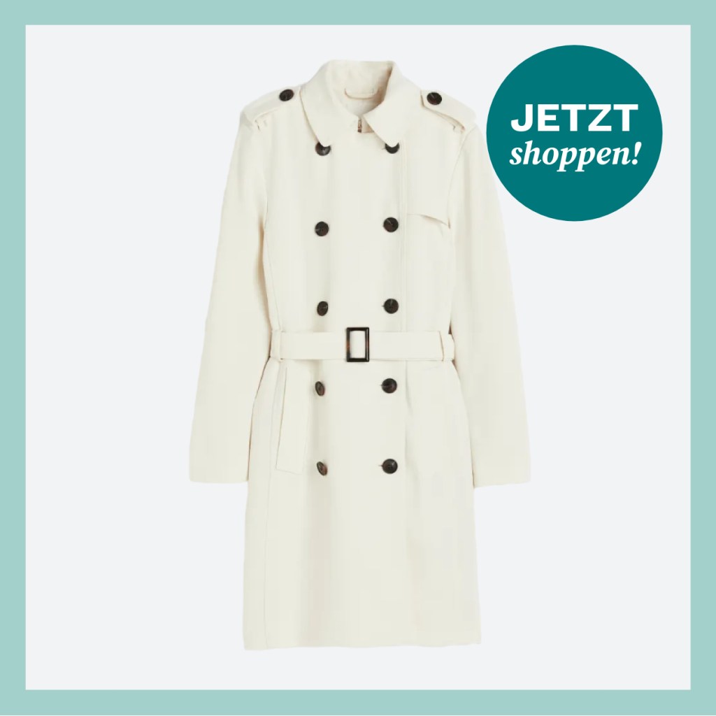 Klassischer Trenchcoat in Weiß aus der aktuellen Frühlings-Kollektion 2024