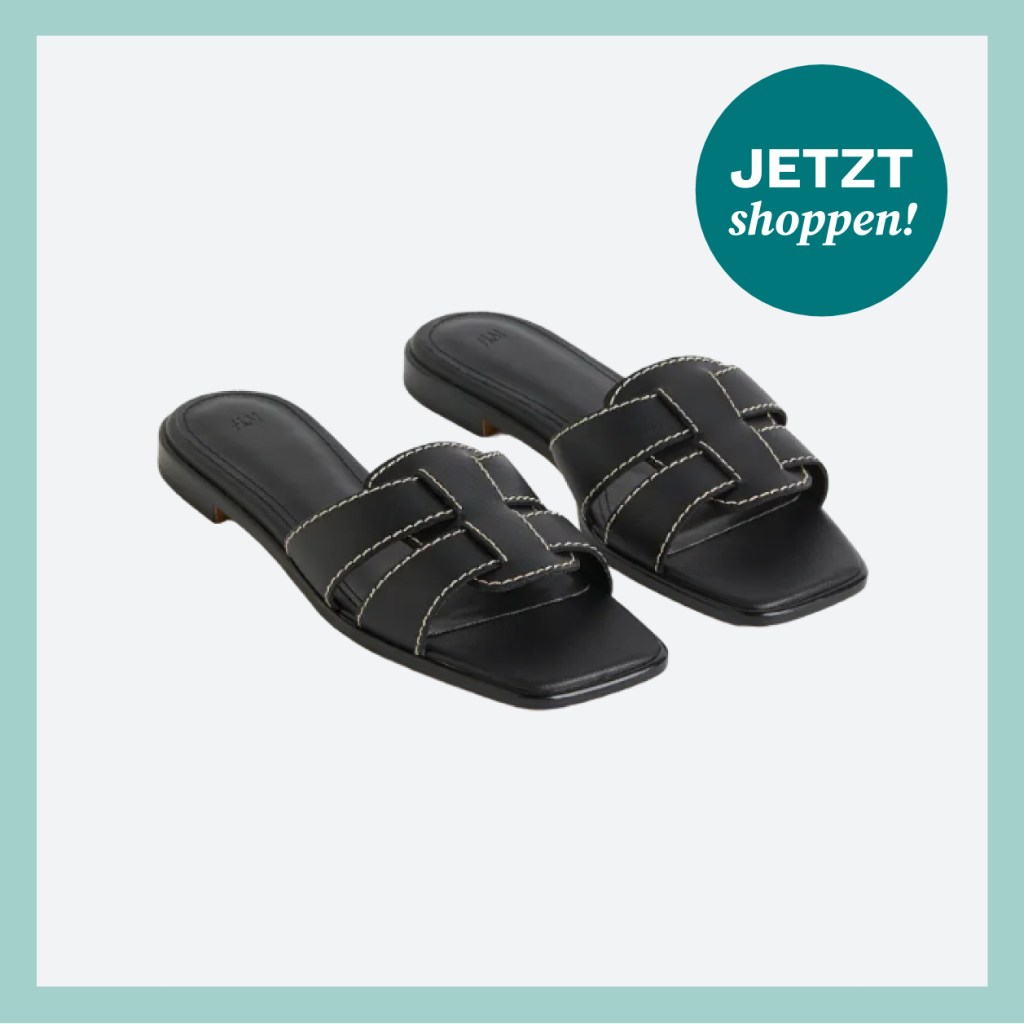 Schwarze Sandalen zum Reinschlüpfen mit breiten Riemchen von H&M