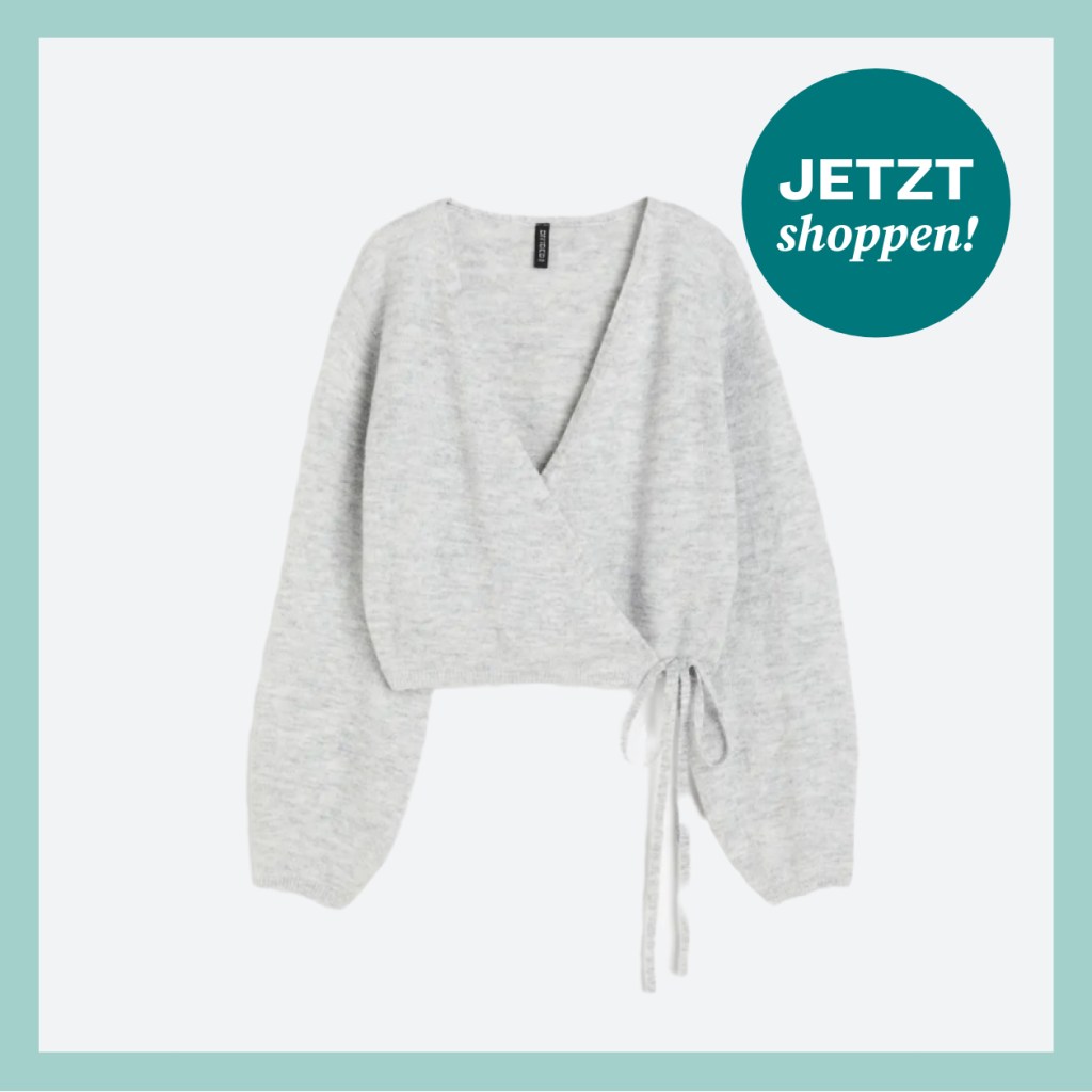 Graue Strickjacke zum Wickeln aus der Frühlings-H&M-Kollektion