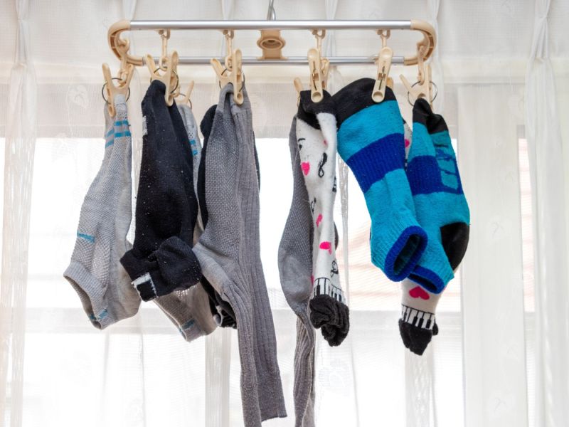 Socken auf Sockenclips