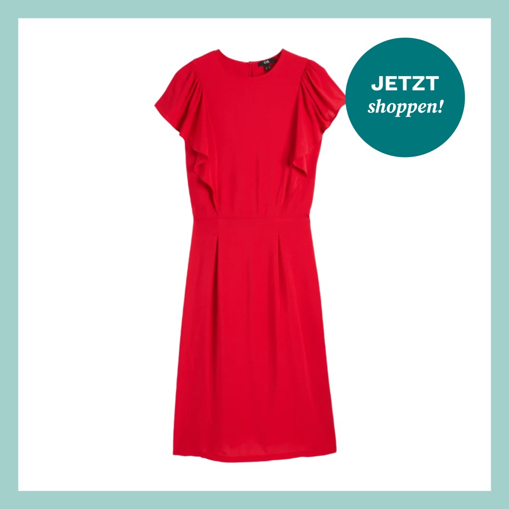 Rotes Kleid mit Volants von C&A Sommerkollektion 2024