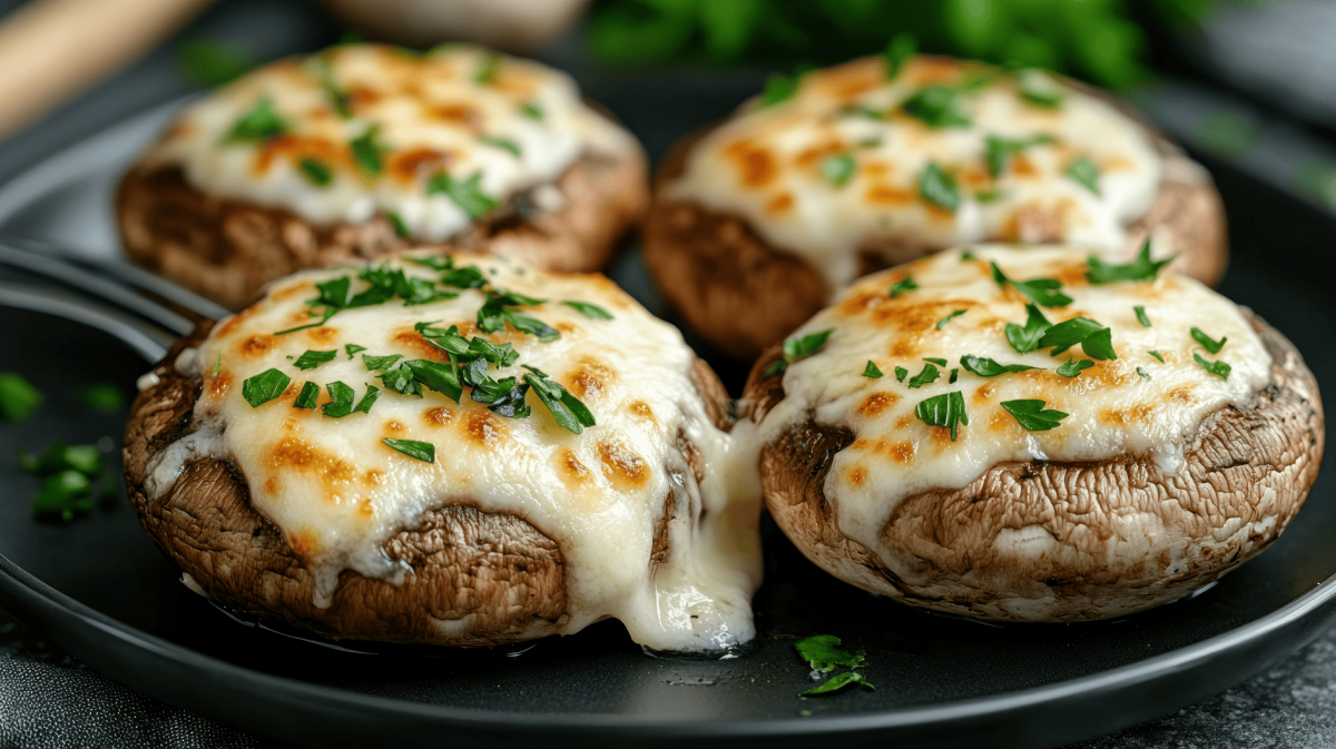 Gefüllte Champignons mit Käse.