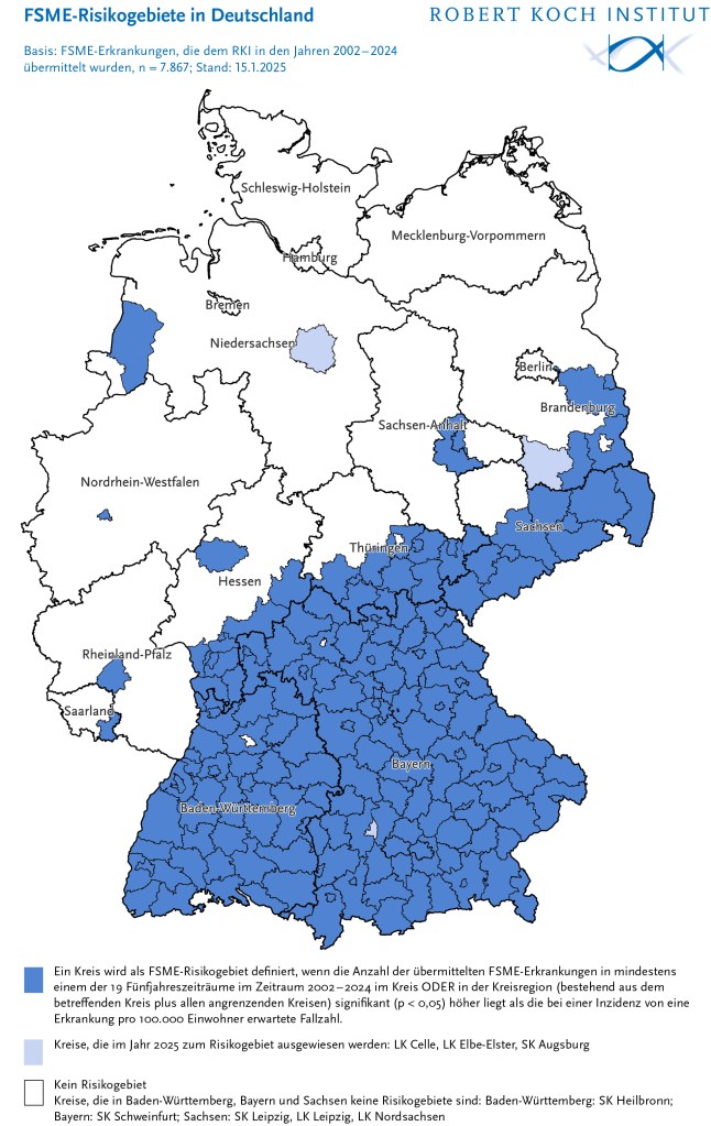 2025 Karte der FSME-Risikogebiete des RKI