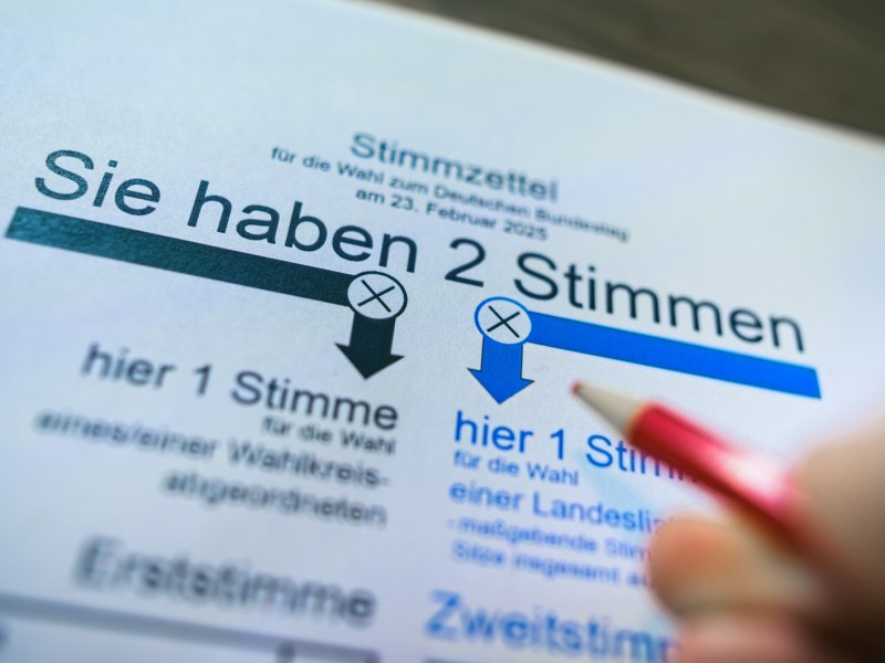 Foto des Kopfes eines Wahlscheins für die Bundestagswahl 2025.
