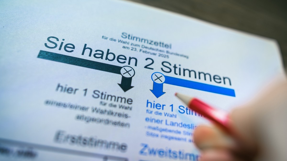 Foto des Kopfes eines Wahlscheins für die Bundestagswahl 2025.