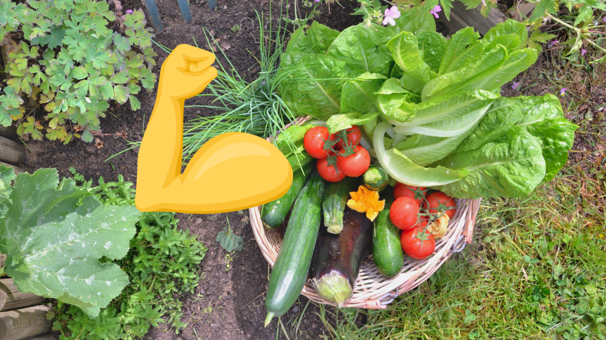 Gemüse aus dem Garten mit Power-Emoji