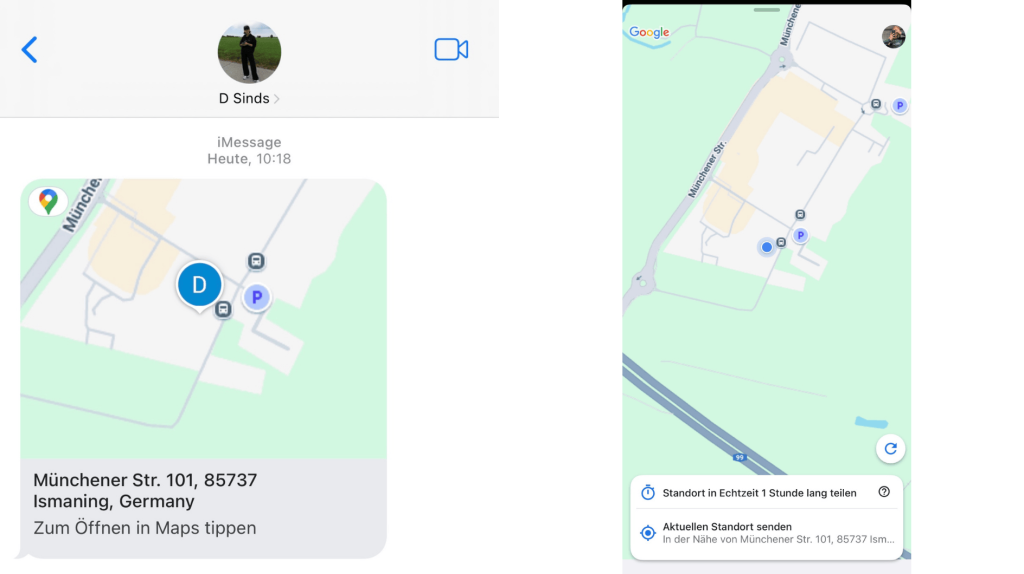 Live Standort Vorschau über Google Maps