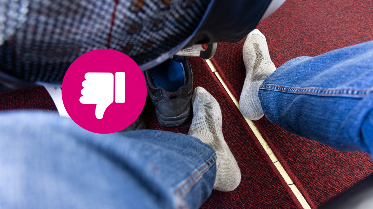 Socken im Flugzeug